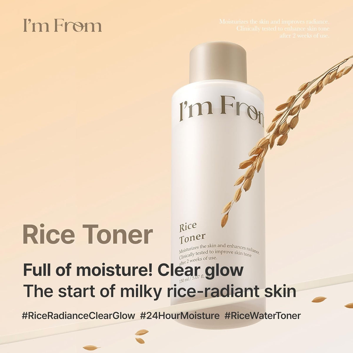 I'm From Rice Toner, Korea Glow Milky Rice Toner, niacinamide, Glass&Dewy, Hydration, Calming, All Skin Types, Korean Skin Care 5.07fl.oz